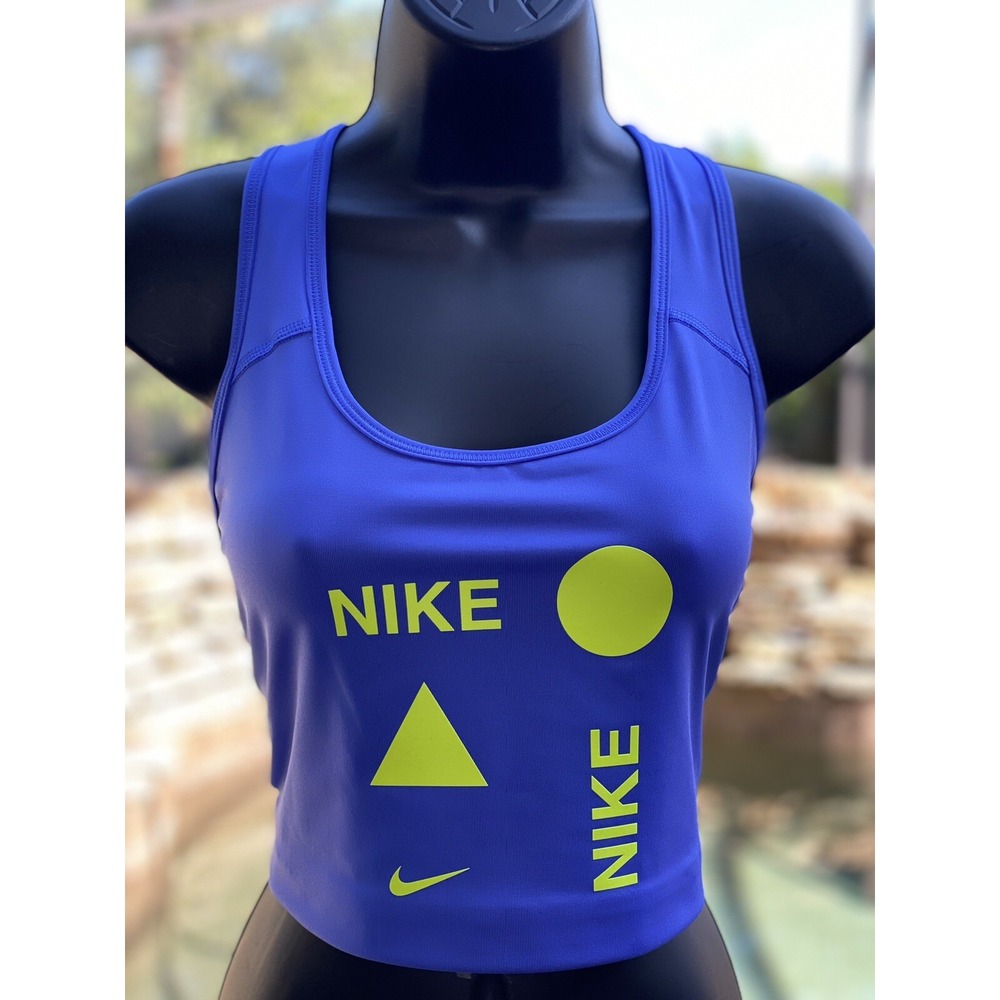 Nike Swoosh Medium Support Sports Bra Blue Yellow Women 3X DD1743-500 NWT